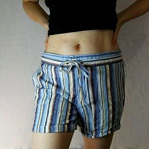 Blue multi colored striped shorts from Per Se